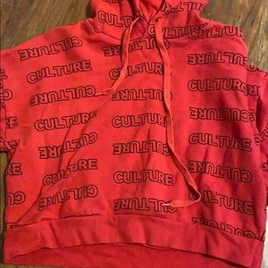 Culture red crop hoodie